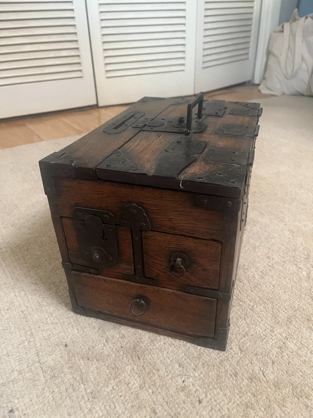 Antique Japanese Kake Suzuribako Calligraphy Merchant Box Meiji Kuri