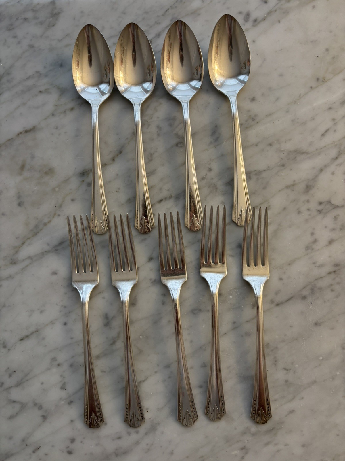 Vintage Vernon Silverplate Flatware 5 Forks & 4 Spoons Lot of 9