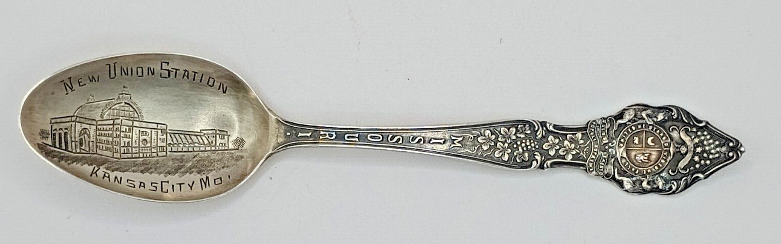 1914 Baker Manchester Kansas City MO New Union Station Sterling Souvenir Spoon