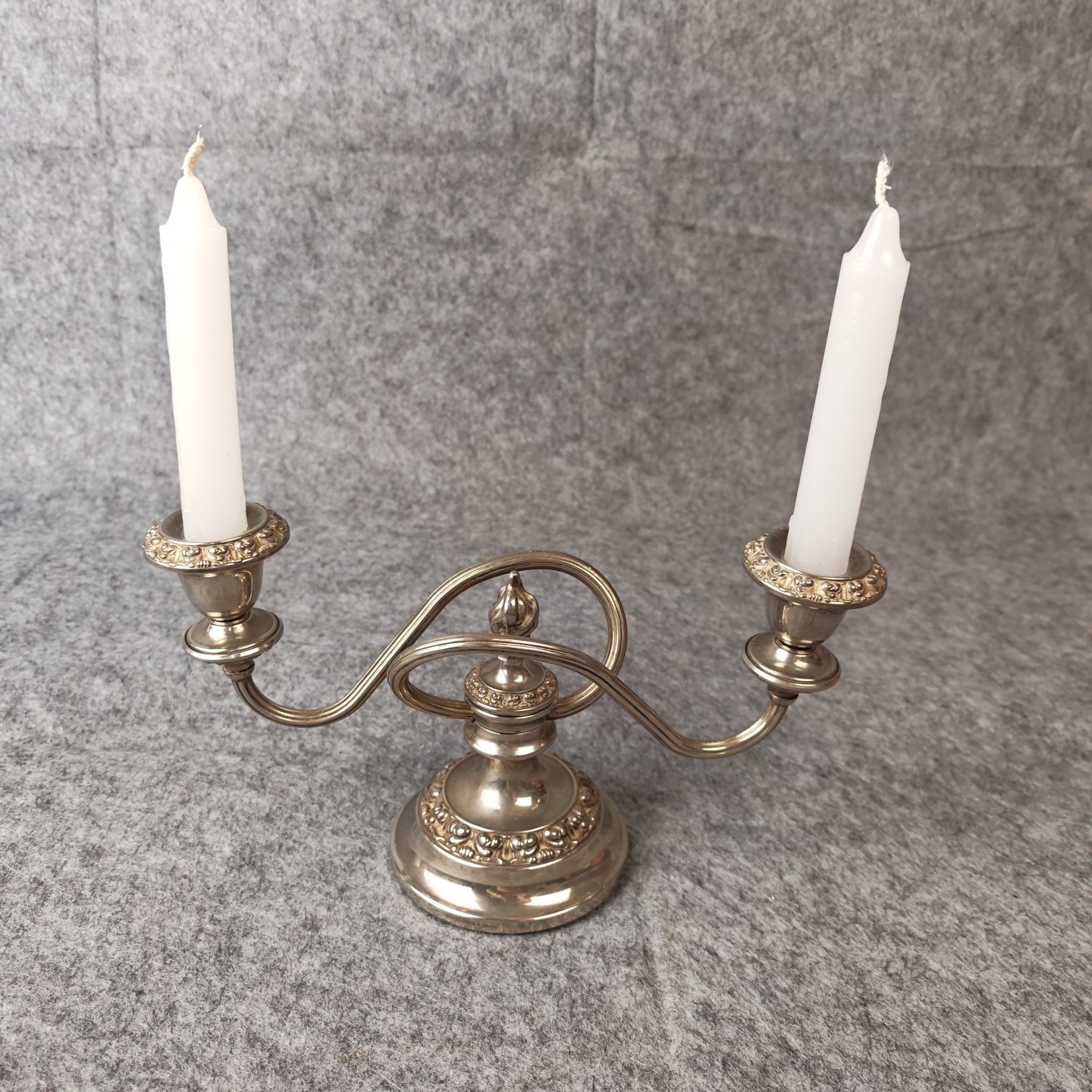 Silver plated Two Armed Candelabra by IANTHE – Vintage Antique Style Candlestick