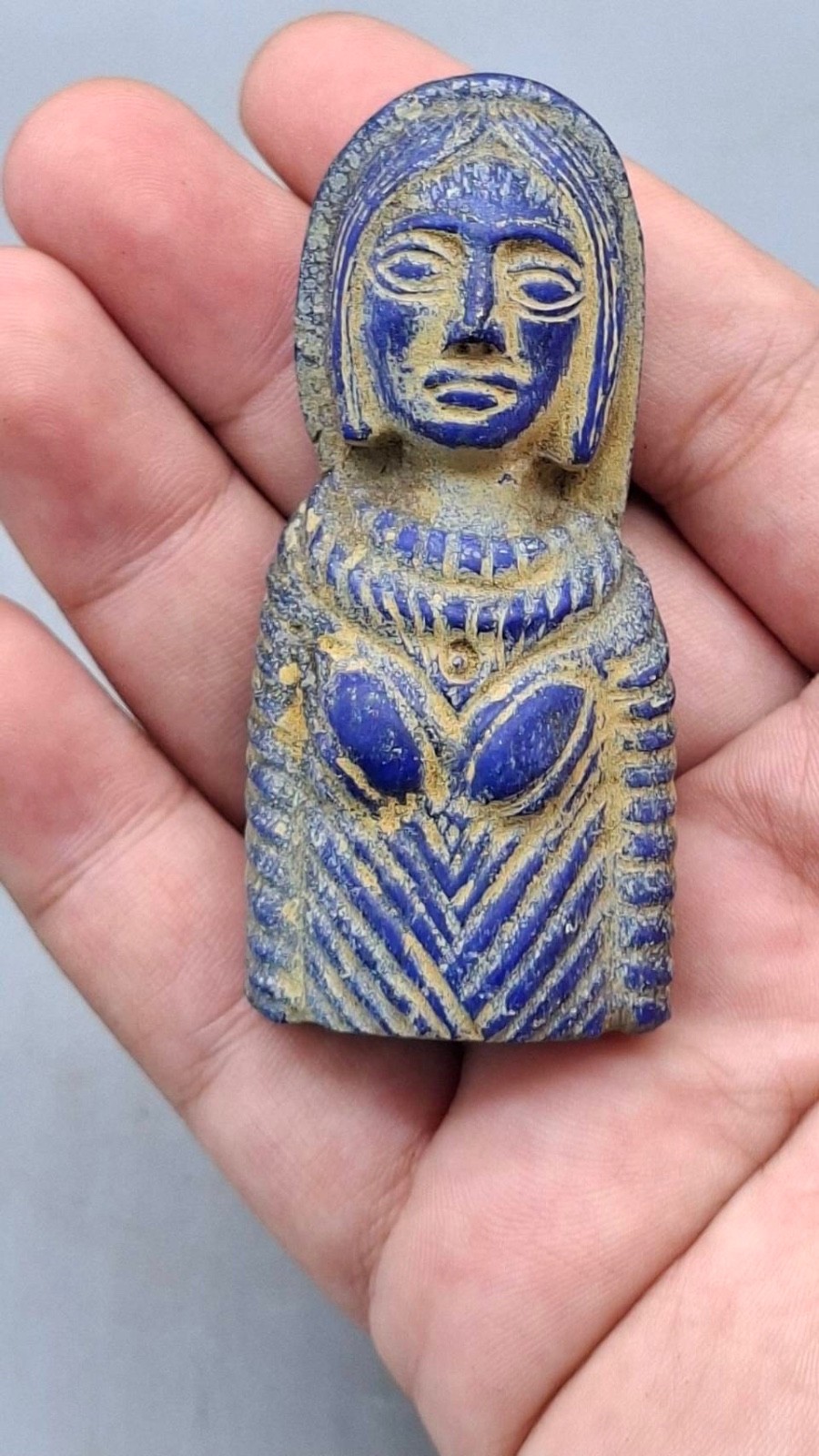 Authentic Ancient Antique Rare Near Eastern Lapis Lazuli Seth Amulet Bactrian BC