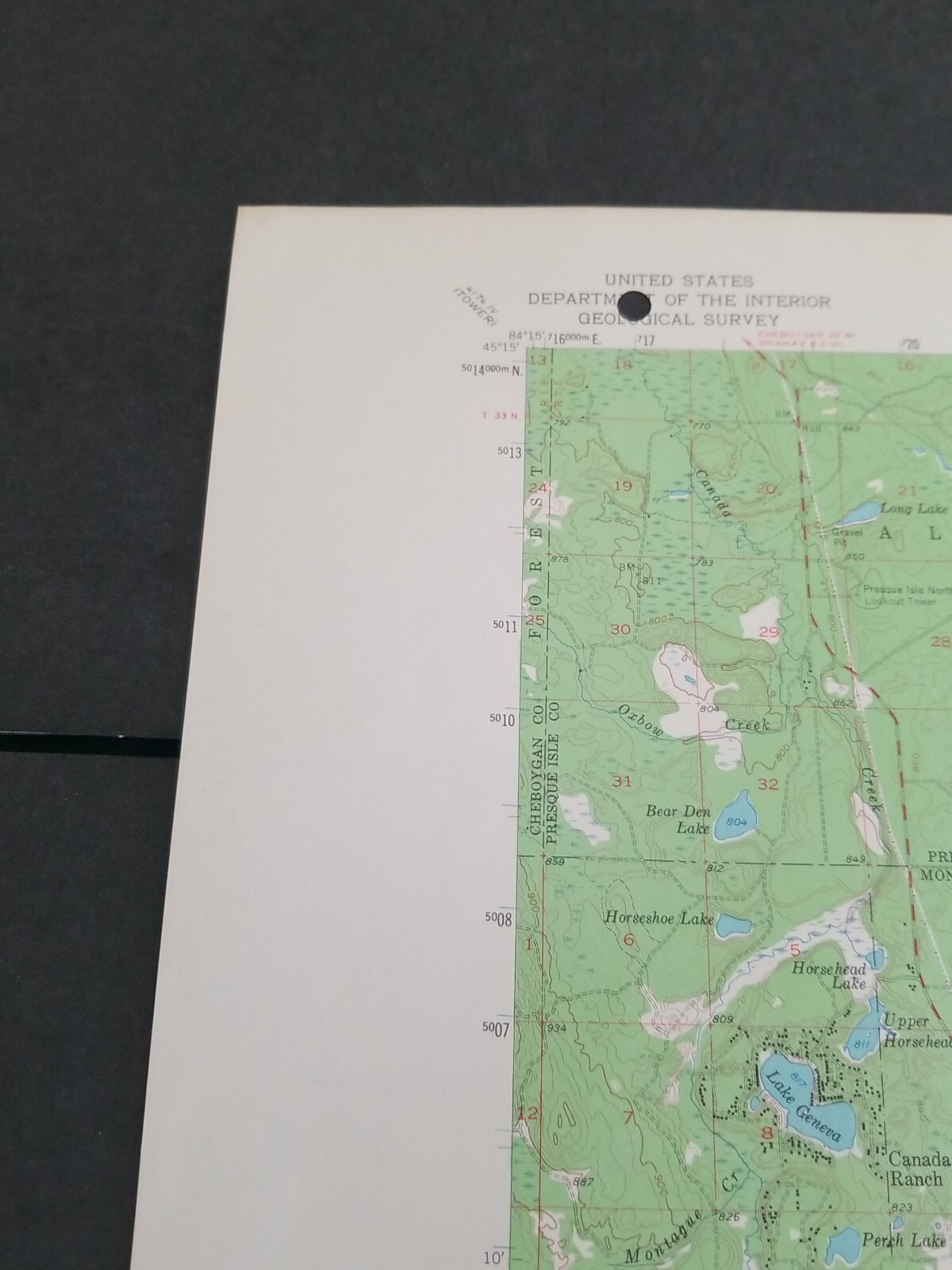 ATLANTA MICHIGAN ORIGINAL 1955 USGS QUADRANGLE 17X21 MAP EXCELLENT CONDITION
