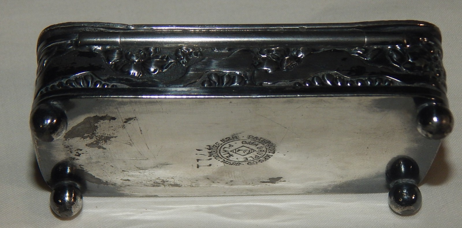 Antique Pairpoint quadruple plate silver hair pin box A Women’s Friend 3711