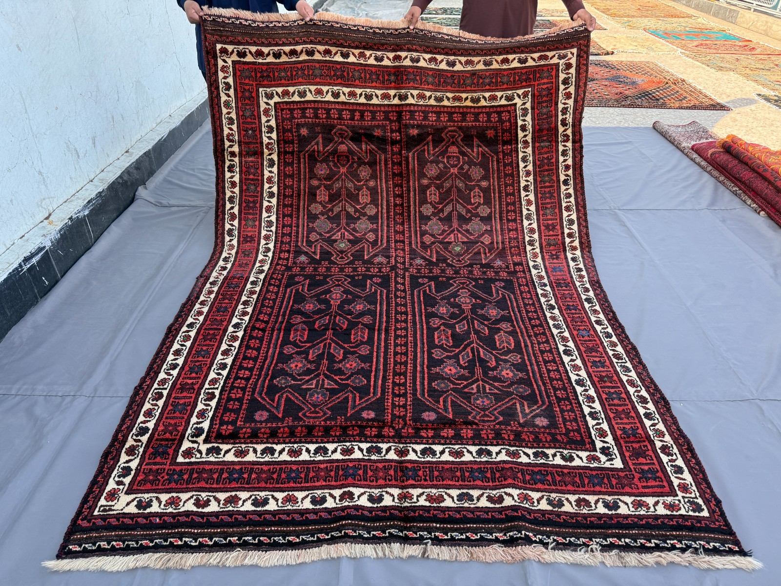1950s Antique Afghan Baluchi Rug 6×8 Hand Knotted Persian Style Oriental Carpet