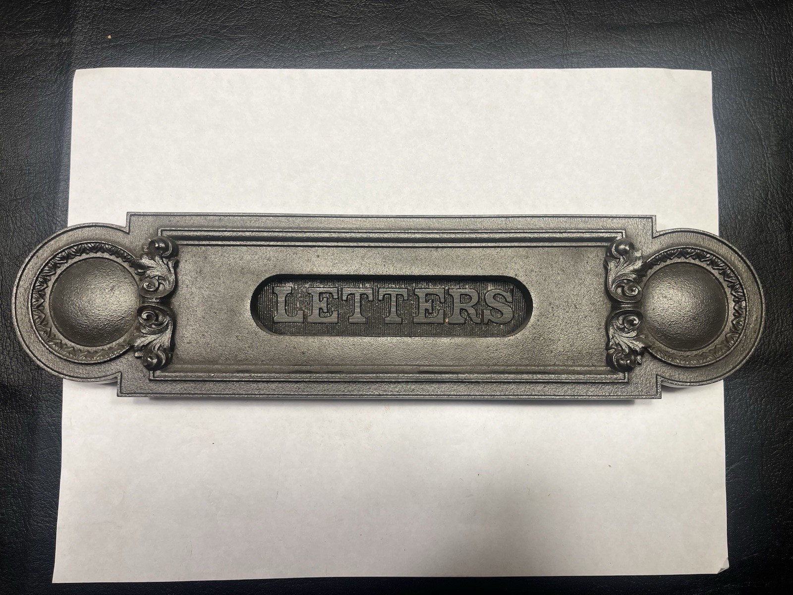 Antique Cast Iron Letter Slot Door Plate Victorian Ornate Mail Slot Hardware