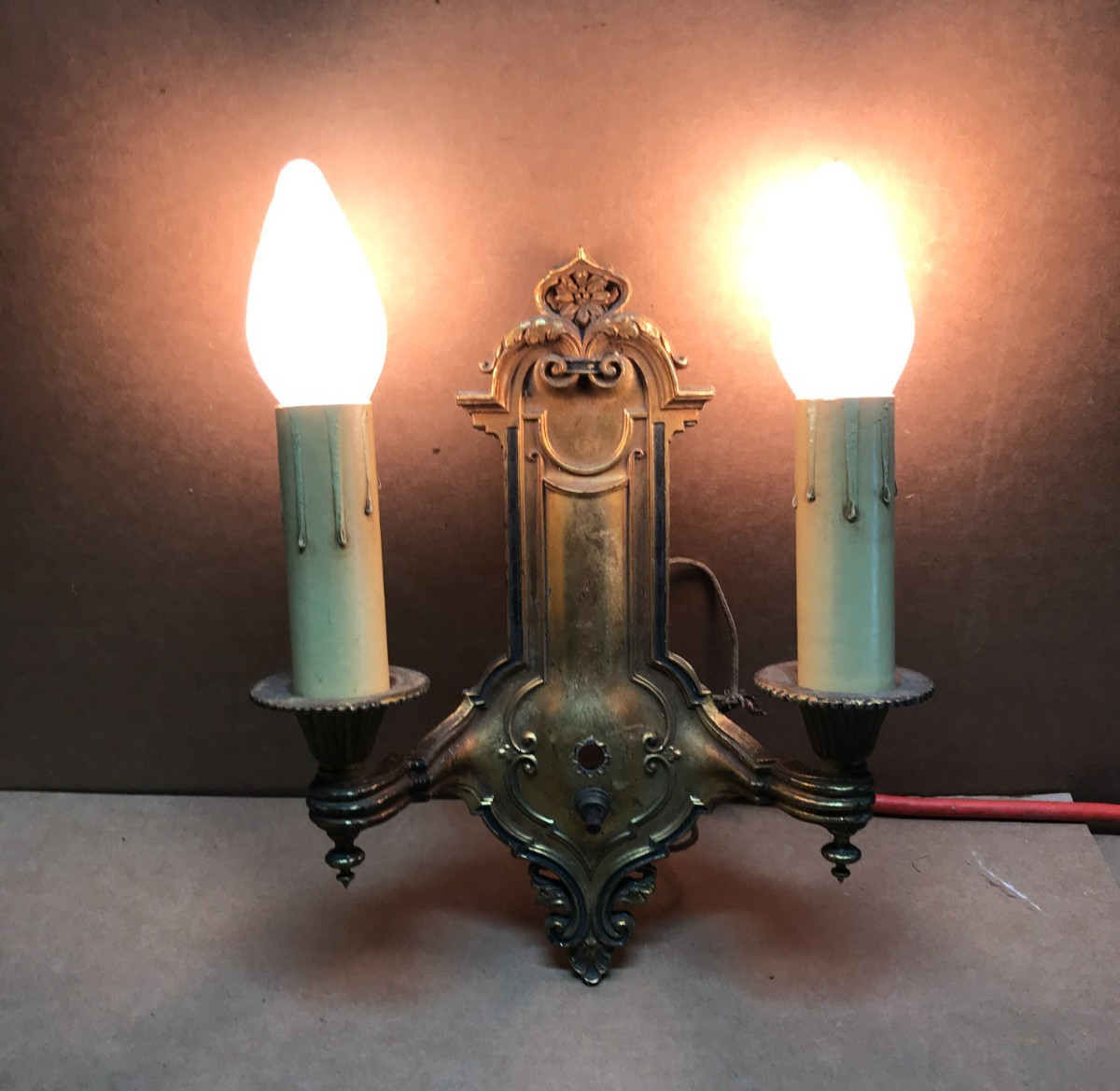 1 VTG Antique Neoclassical Double Scroll Arm Wall Sconce Light Fixture 1073-26B