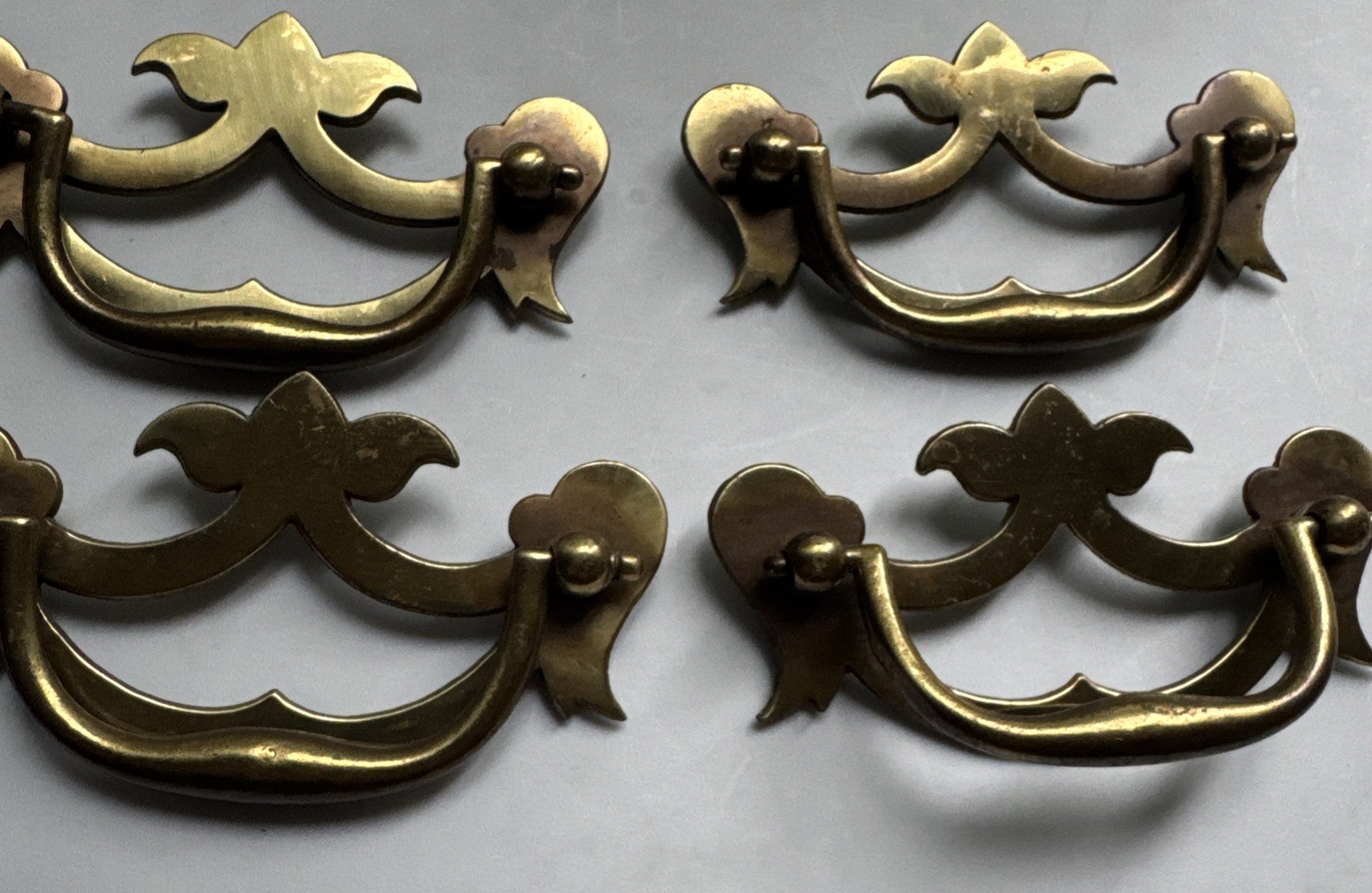 KBC Keeler K-423 Drawer Lot Of 4 Drop Bail Pull Handle Dark Brass Antique