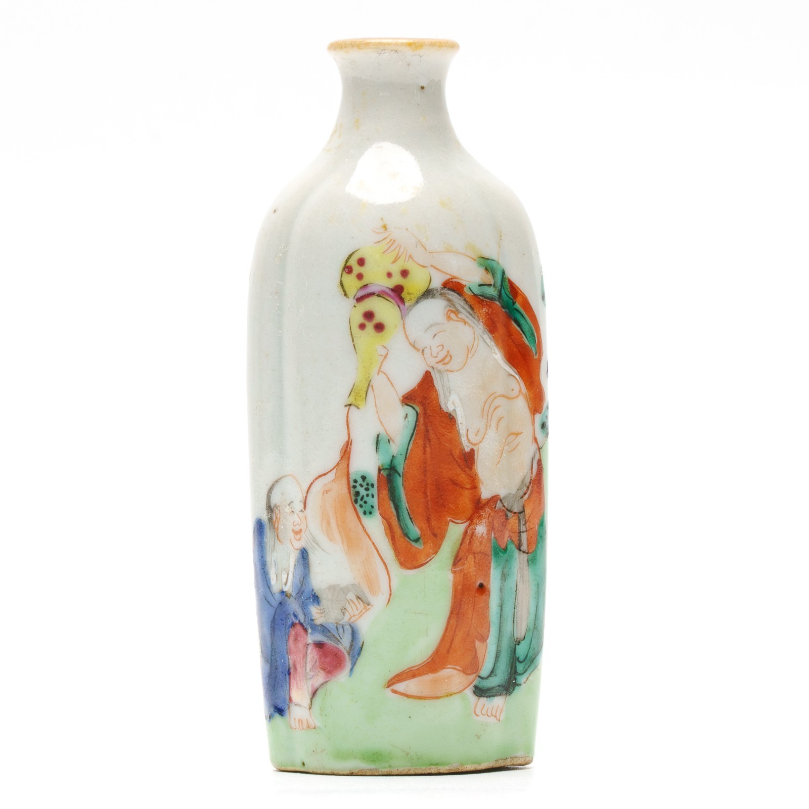 Chinese Snuff Bottle Famille Rose Daoist Li Tieguai Gourd Hulu Jiaqing Mark 19C