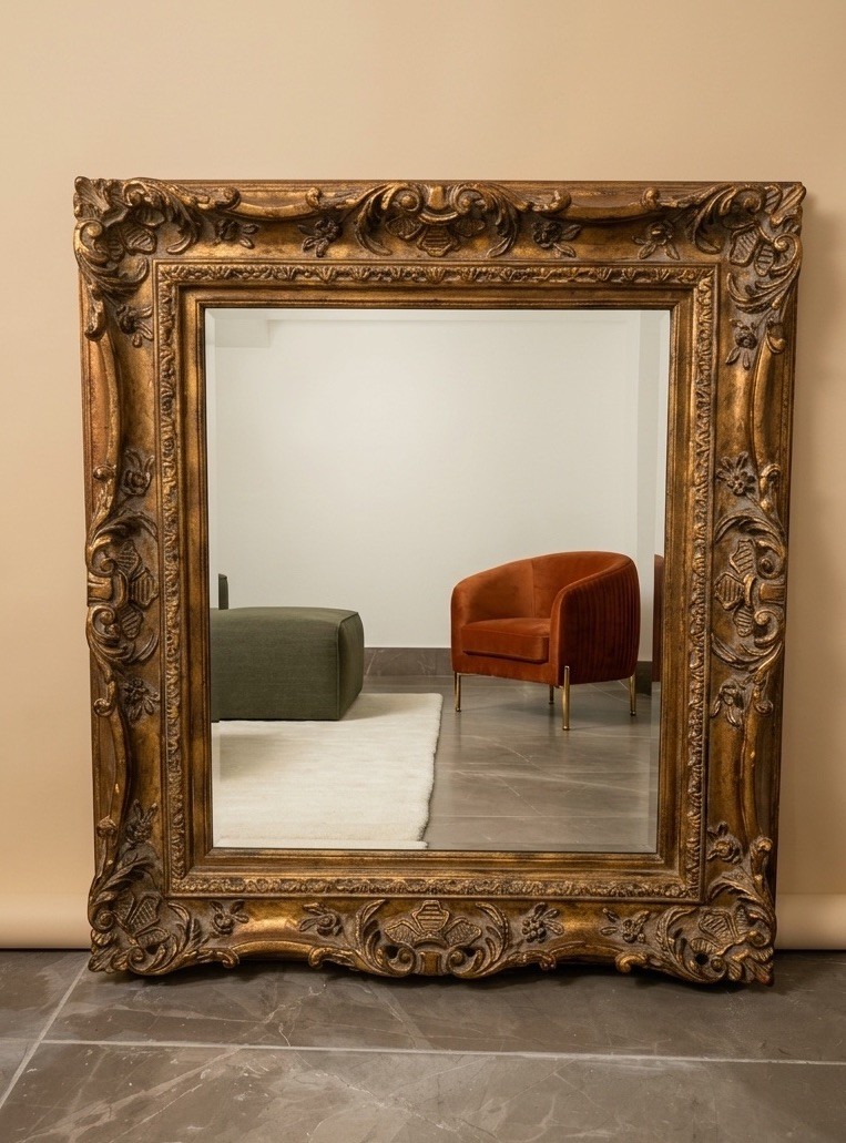 Antique Gold Ornate Mirror Frame – Rococo Baroque French Country Large