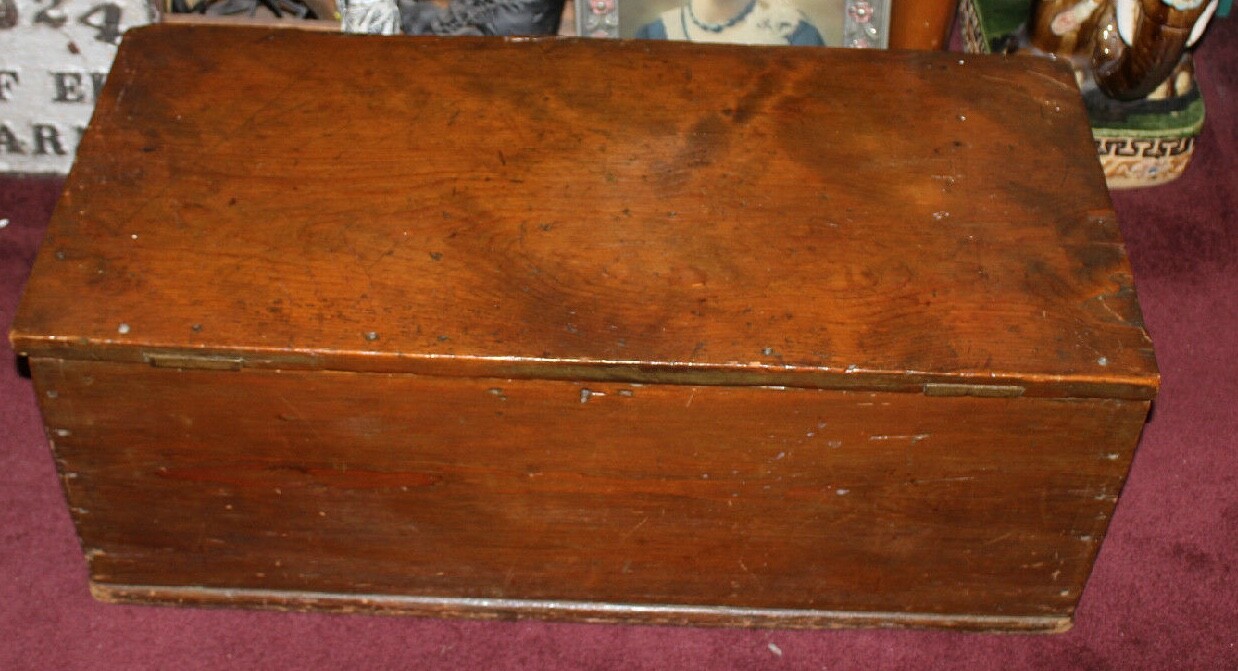 Antique Handmade Wood Storage Trunk Chest Americana Country Decor Large