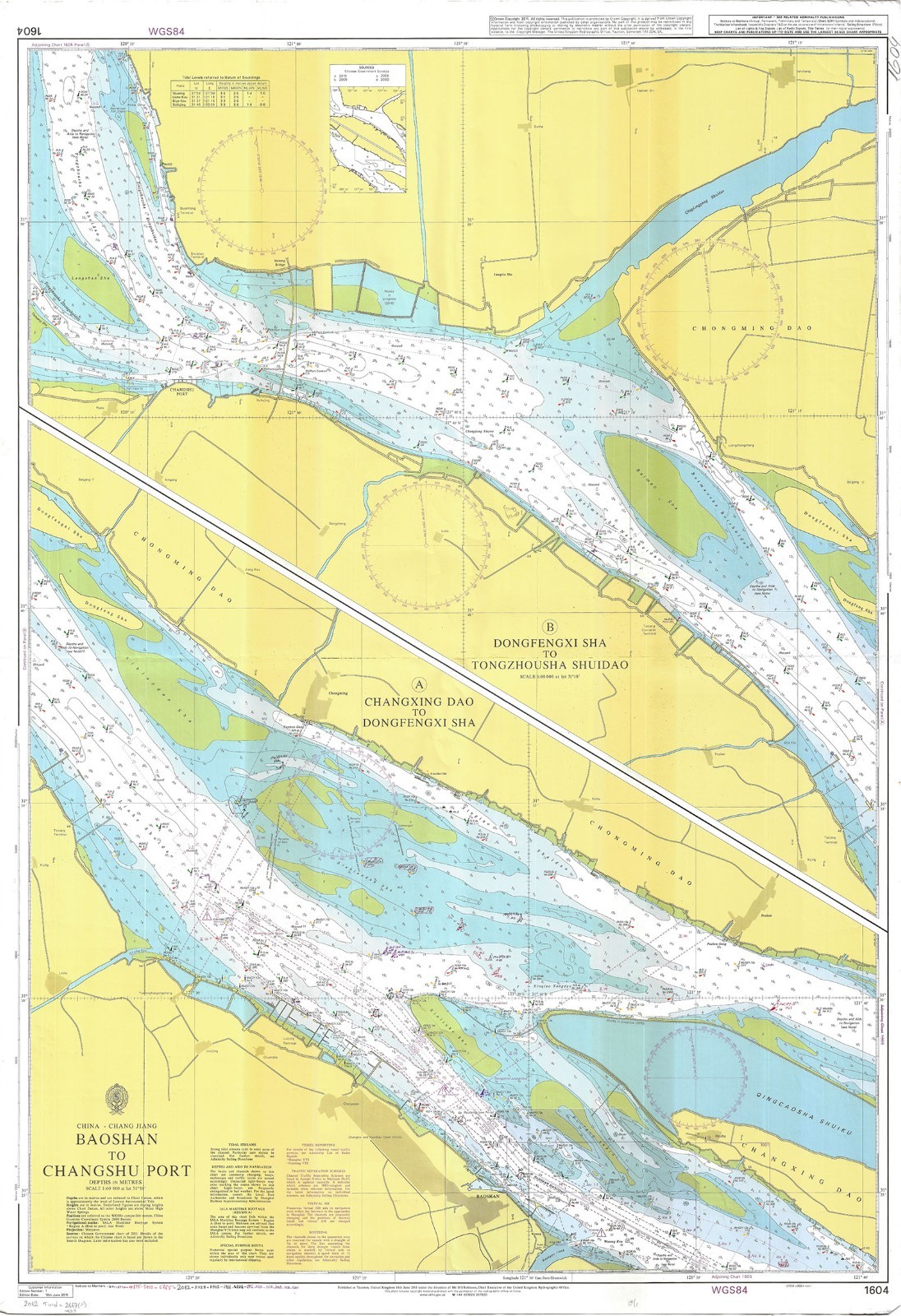 Admiralty 1604 Baoshan to Changshu port Map Chart Wall Paper Marine Nautical