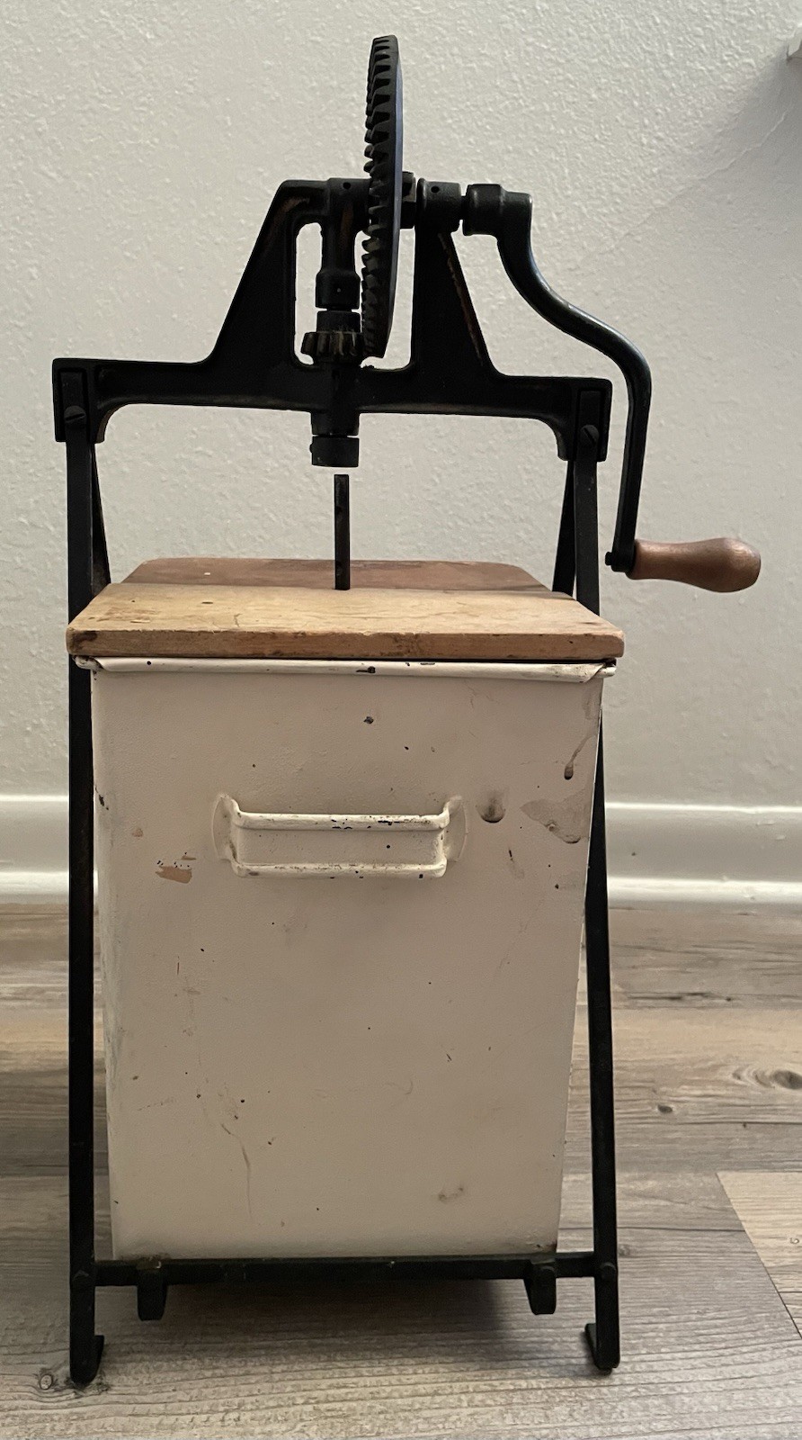 Vintage Metal & Wood Butter Churn Kitchen Equipment, Hand Crank