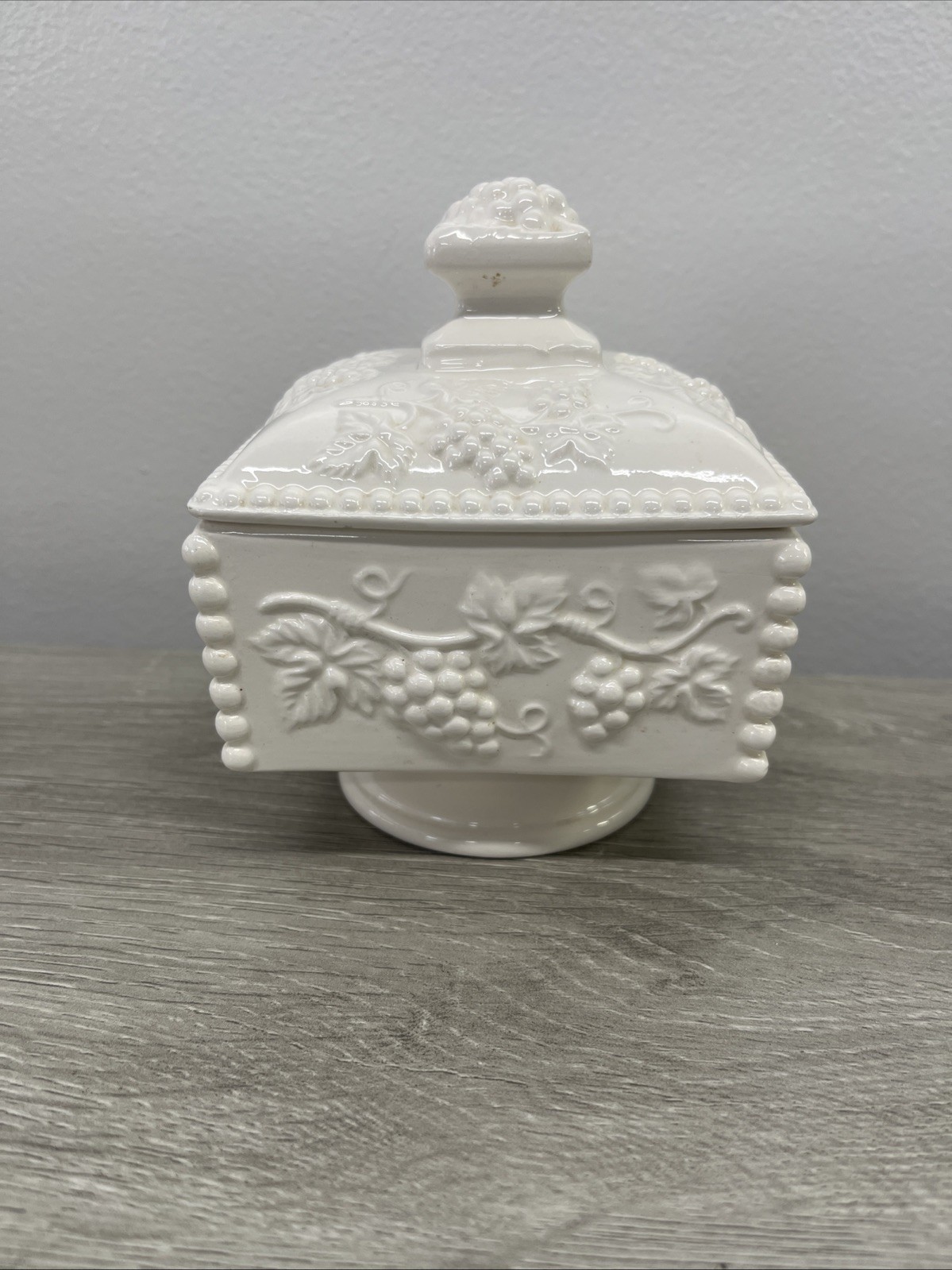 Vintage Westmore Land Milk Glass Lidded Candy Dish