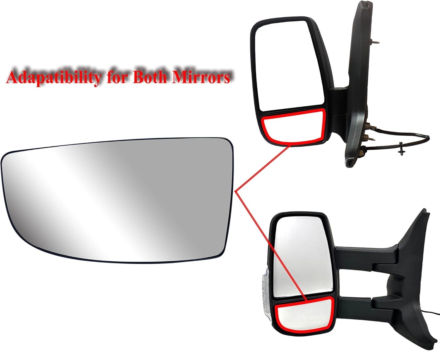 Replacement Driver Left Side Door Mirror Lower Small Glass for Ford Transit T150