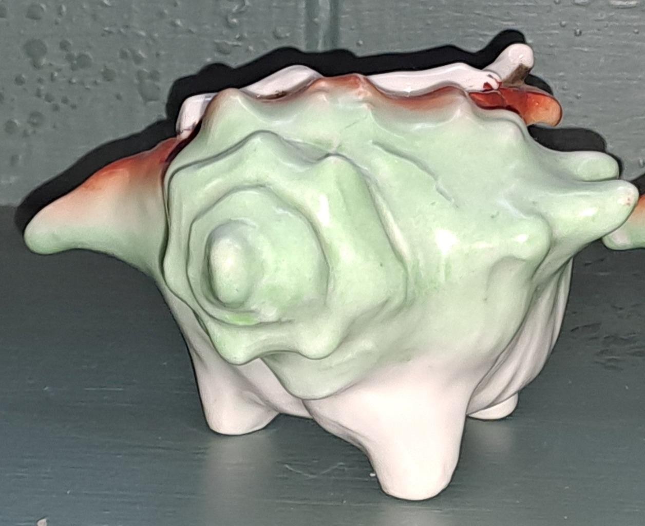 Naturalistic Antique Royal Bayreuth Conch Shell Sugar Bowl C 1900