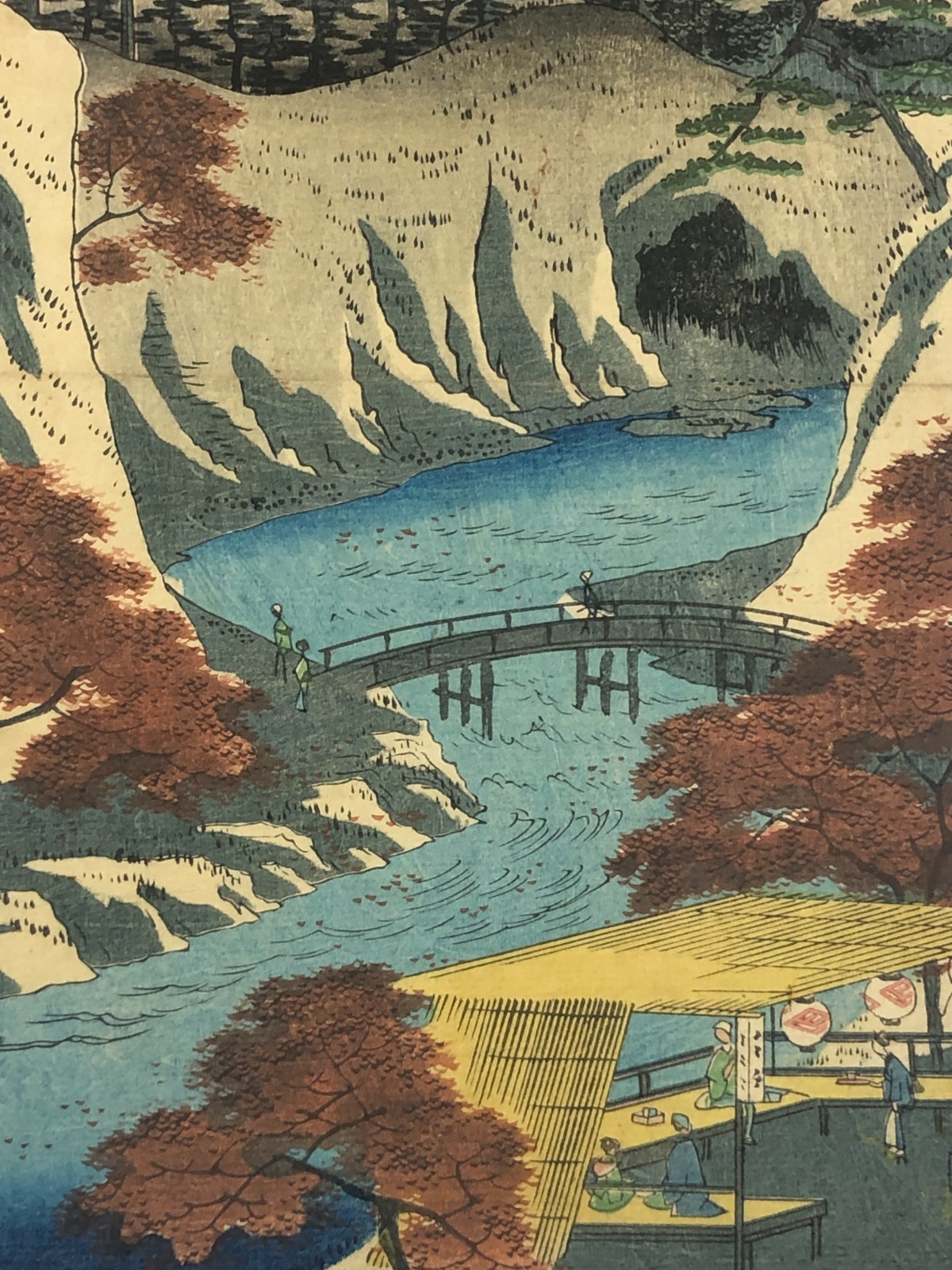 Hiroshige II Woodblock Print: Autumn Leaves at Takinokawa 1862 Ukiyo-e