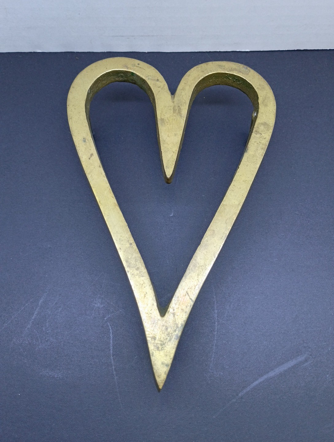 Early 19th Solid Brass Heart Shaped Footed Trivet