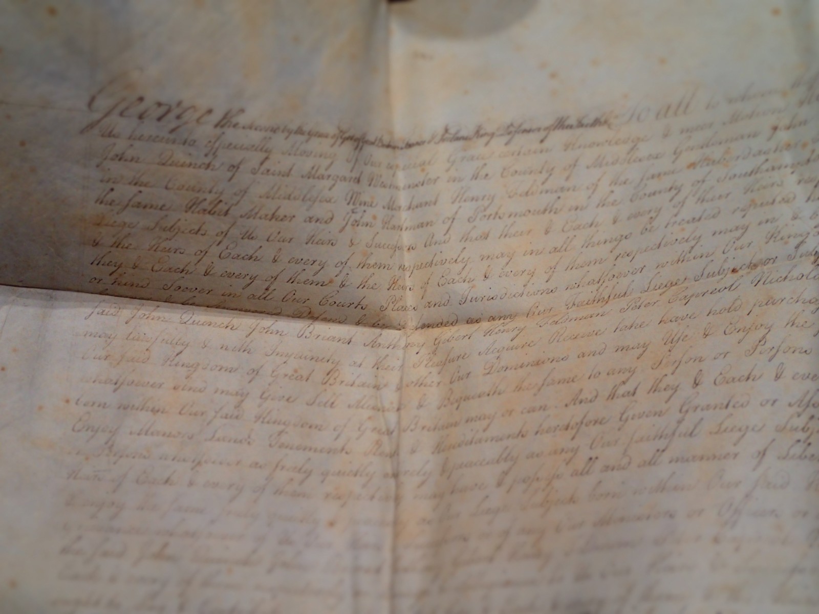 (M) 1809 Vellum document, True copy of a patent, Quinch Briant named