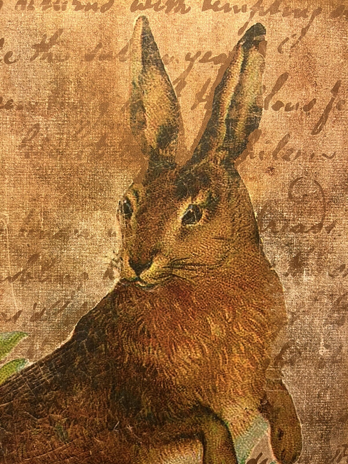 Folk Art Rabbit, Primitive Handcrafted Artist Canvas Flat Board SIGN # 1