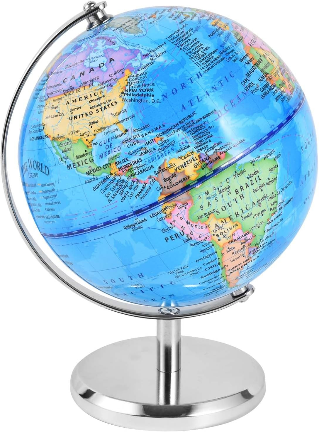 6 Inch World Globe Rotating Earth Spinning Globe with Heavy Metal Stand