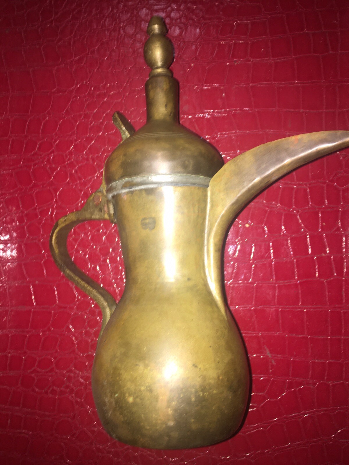 Antique/VIntage Brass Islamic Bedouin Dallah Coffee Pot Pitcher, Cramped Seams