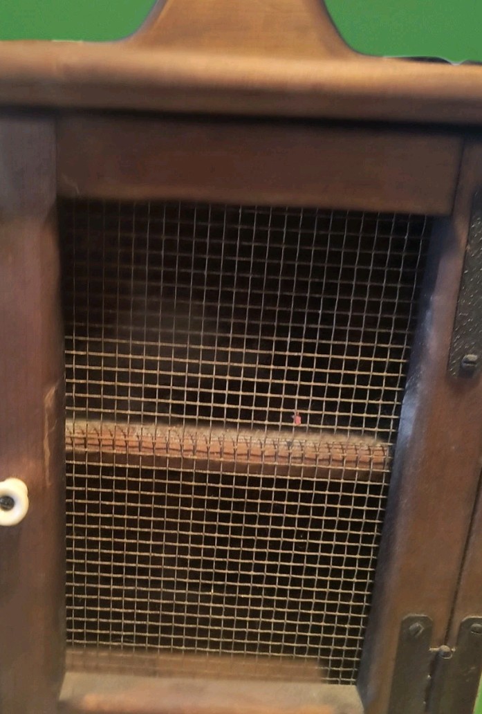 Vintage Or Antique Rustic Wooden Cabinet with A Wire Mesh Door. Very Nice