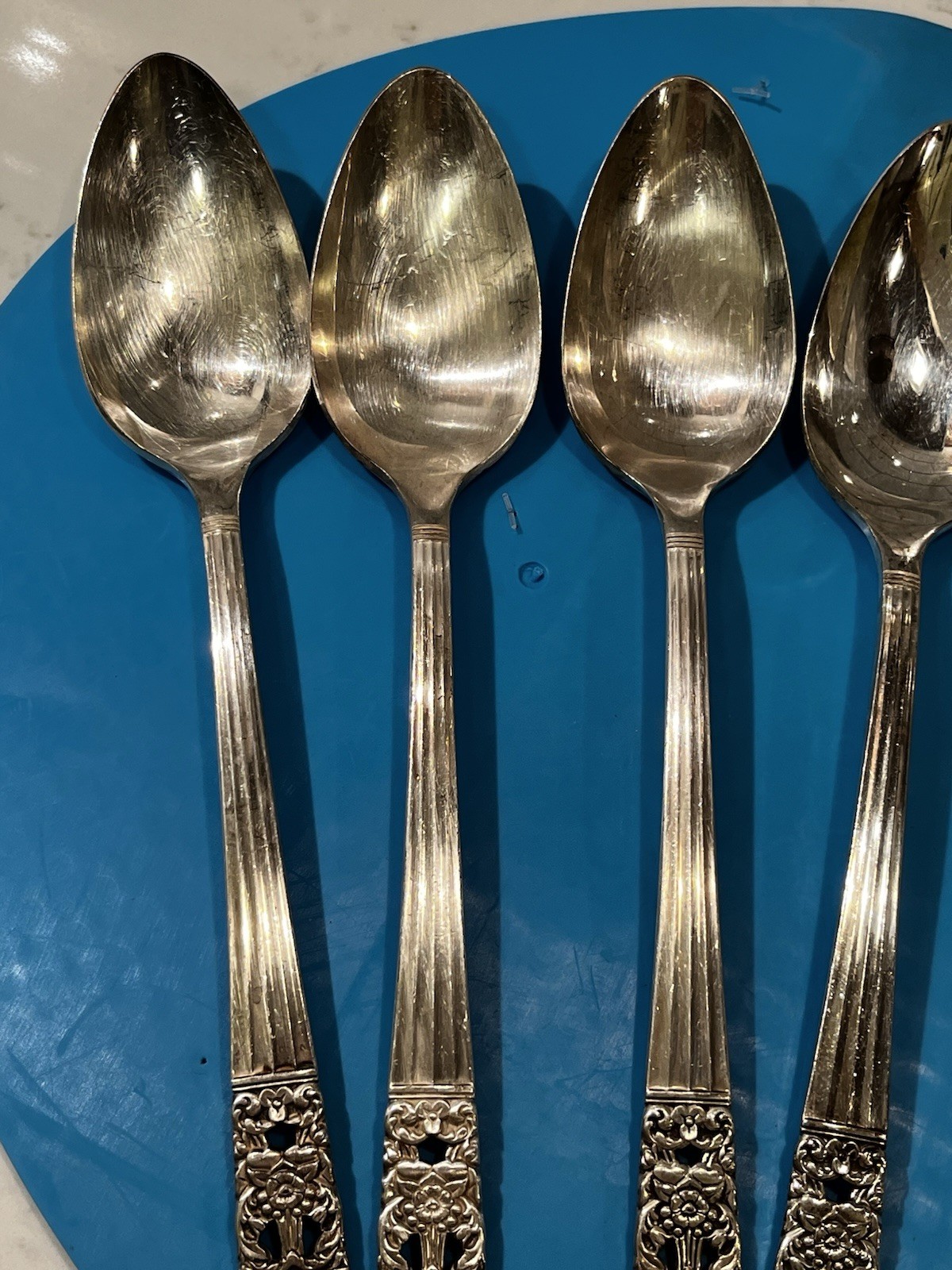 VTG Oneida Silver Plate Table Spoons Community Coronation Set 8 FREE SHIP