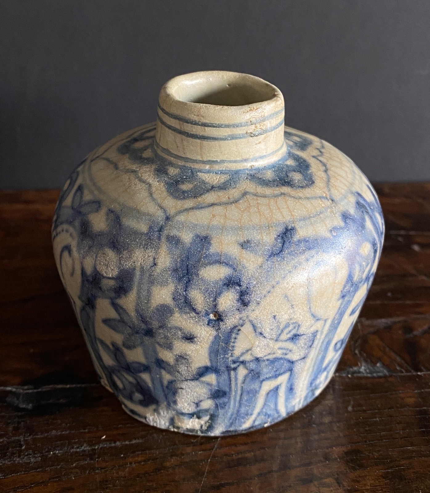 Early Circa 1400Ming Blue Decorated Pot