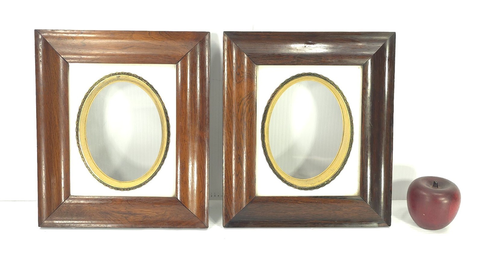 Fine Antique Mid 19th c. Pair of Walnut Frames with Mat and Eglomise Border