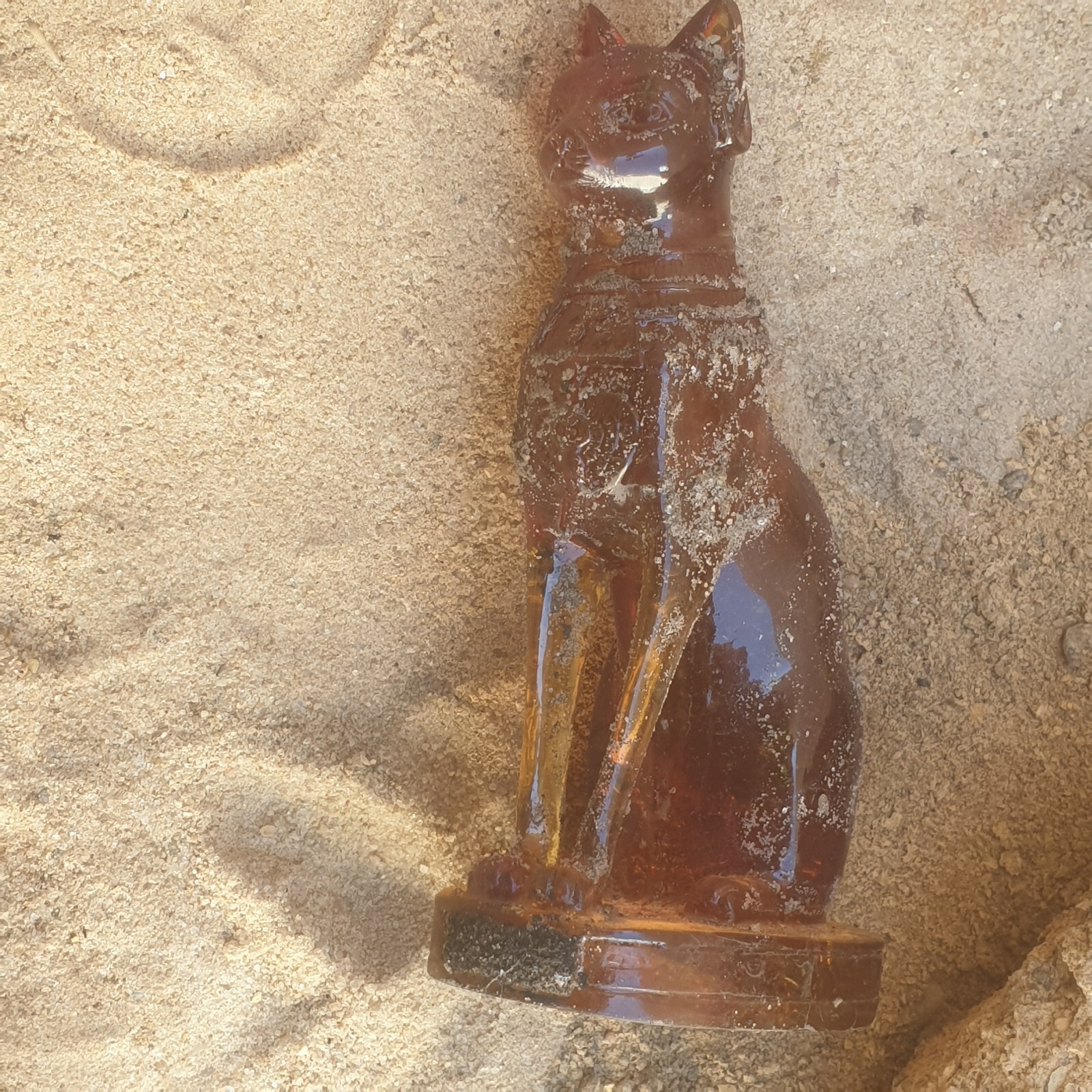 Rare Antique Ancient Egyptian Amber Precious God Cat, Scarab protection 2480 BC