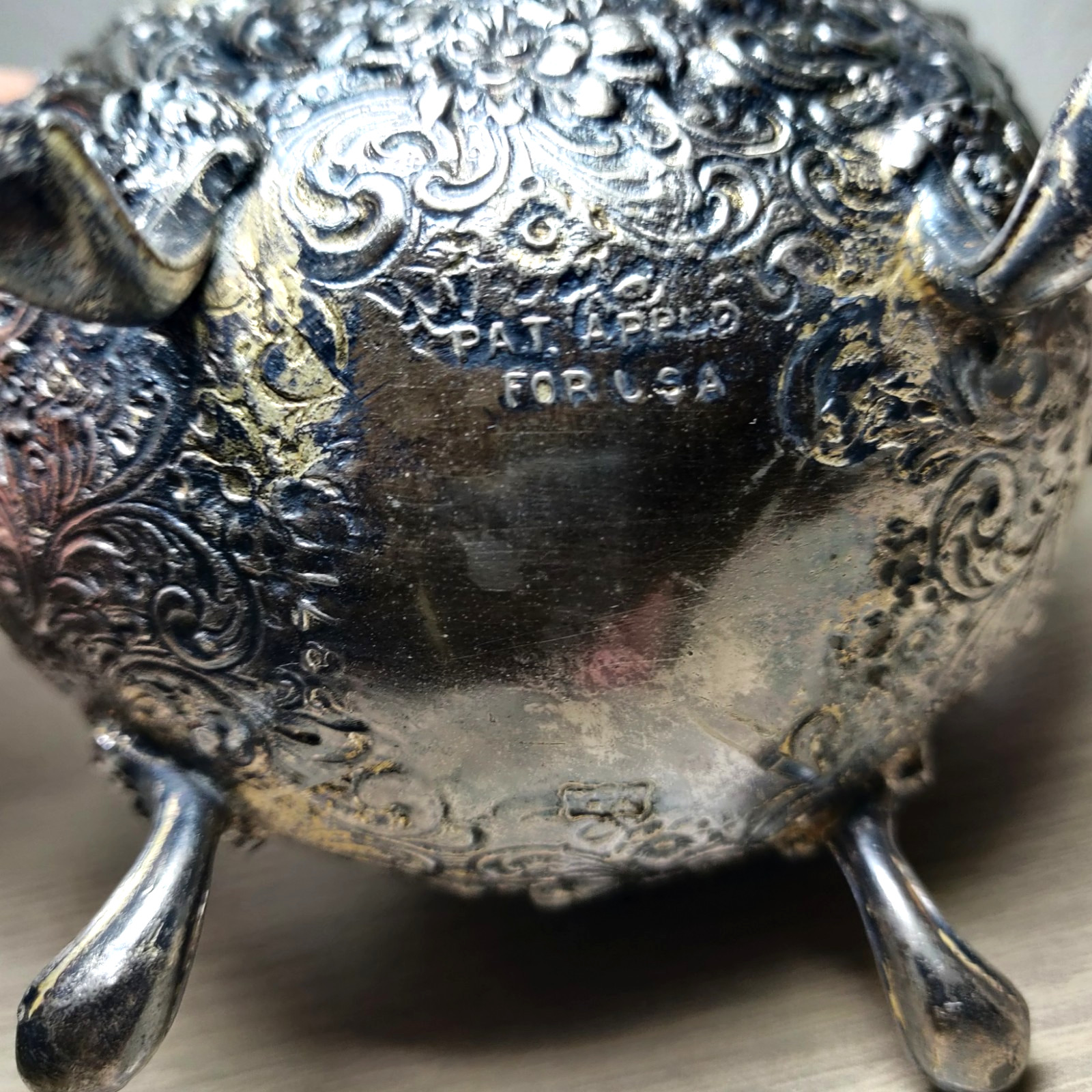 Antique Victorian Repousse Silvertone Open Sugar Bowl 7 x 3.75 Inches