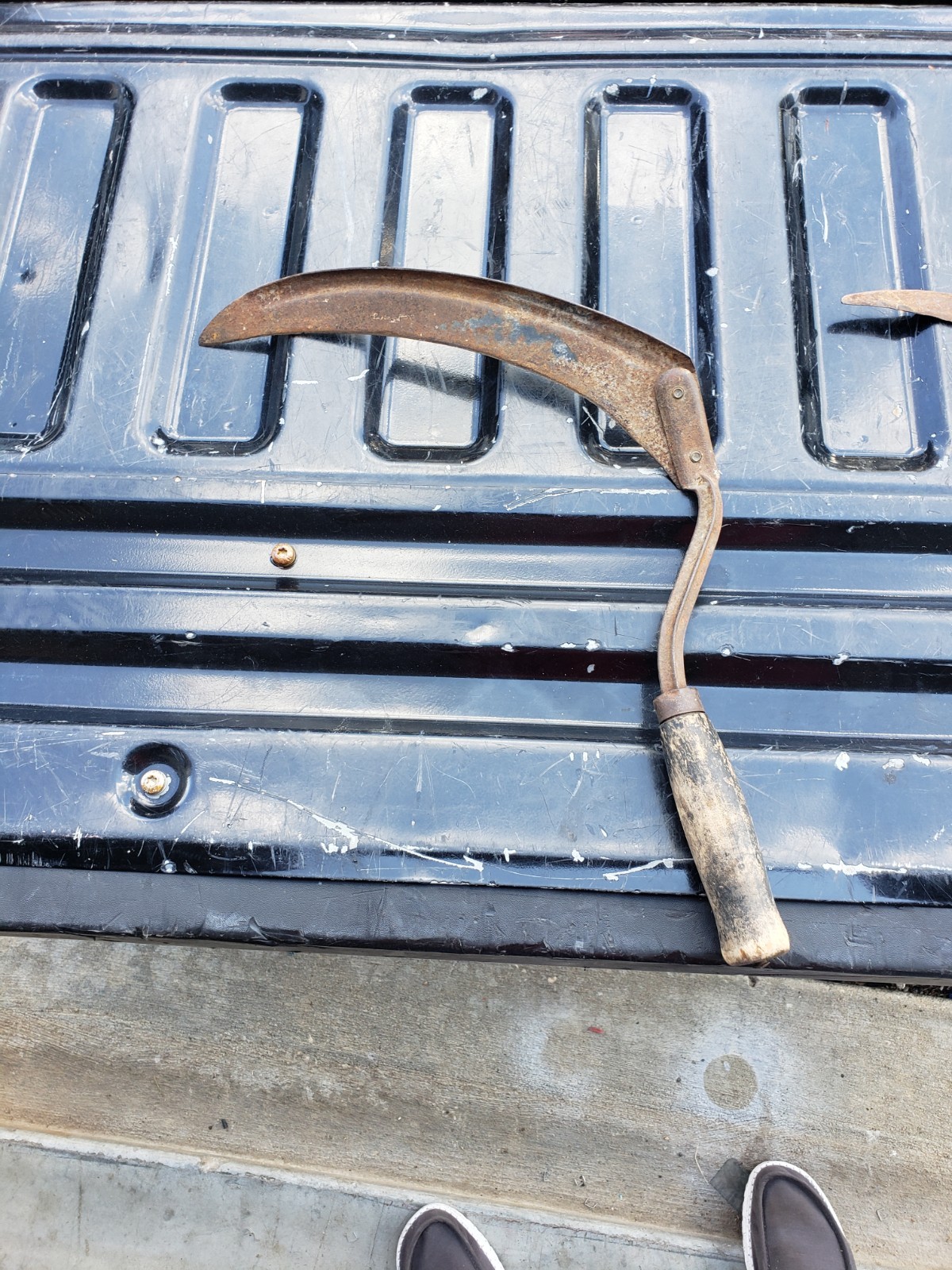 Antique Hand Sickle W Wood Handle Farm Tool