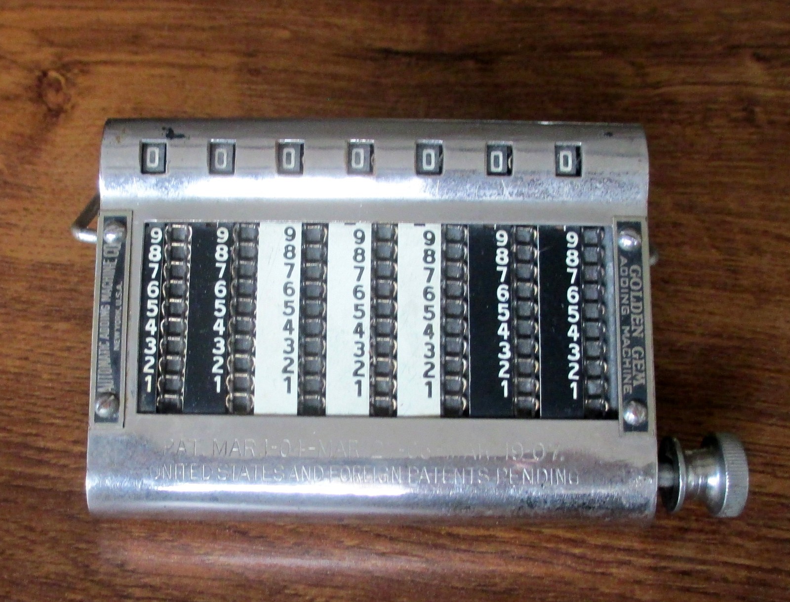 Antique Golden Gem Adding Machine US Pat 1907 New York Working Chains No 78268