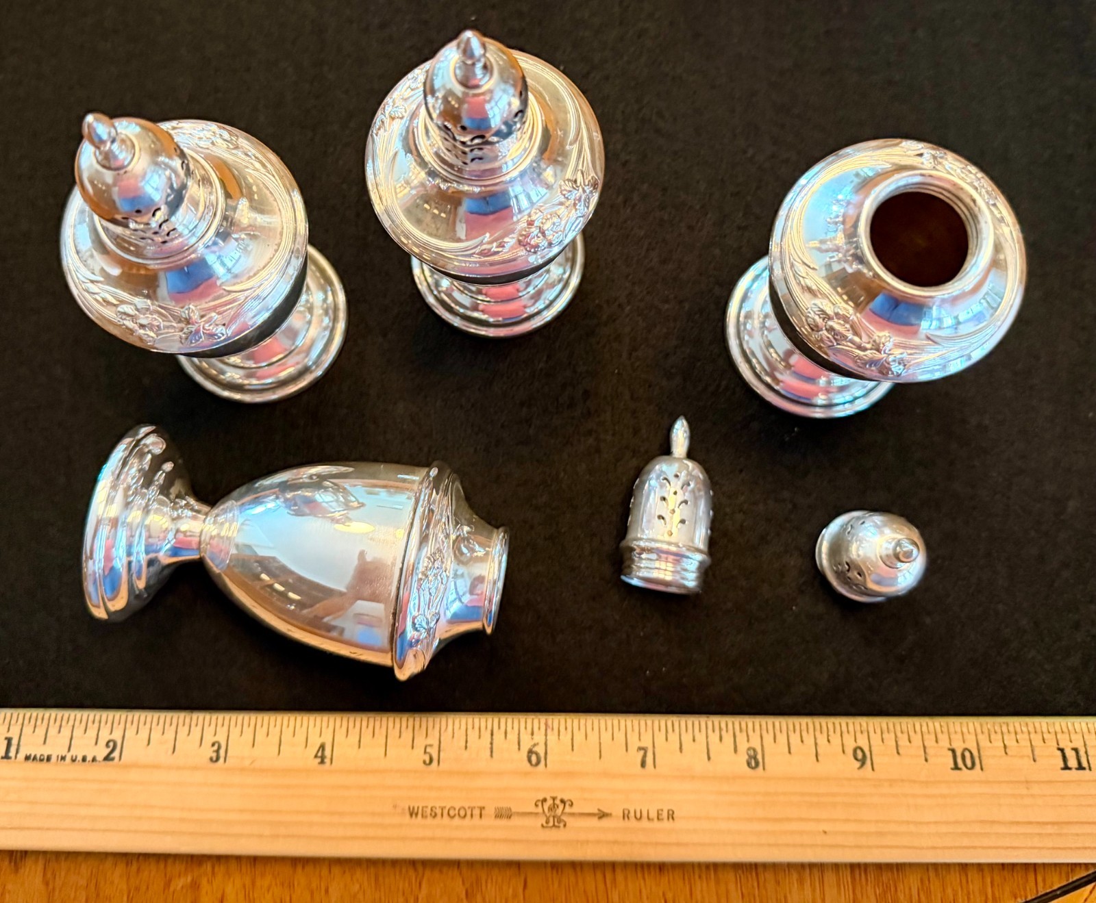 International Silver “Silver Iris” #S148 PAIR of salt & pepper shakers