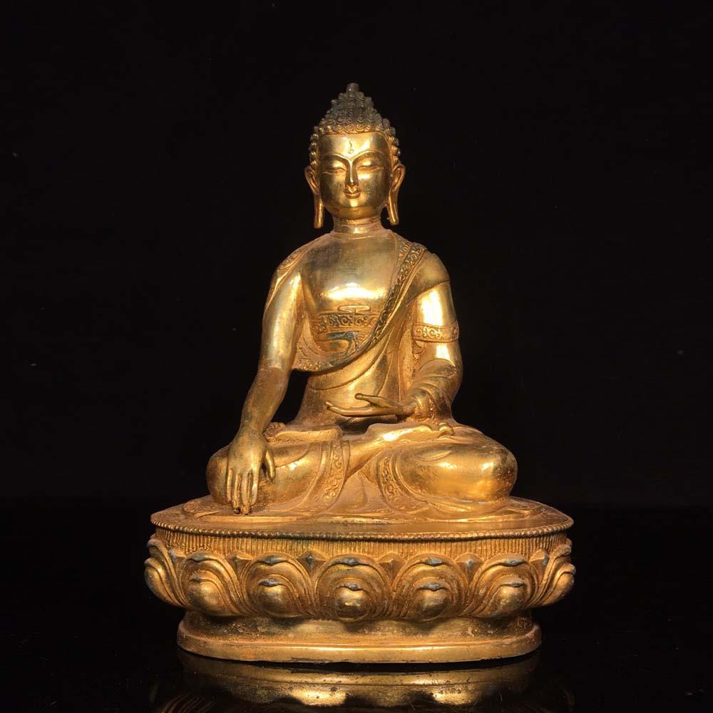 28CM Old Chinese Bronze Statue Buddha N1686