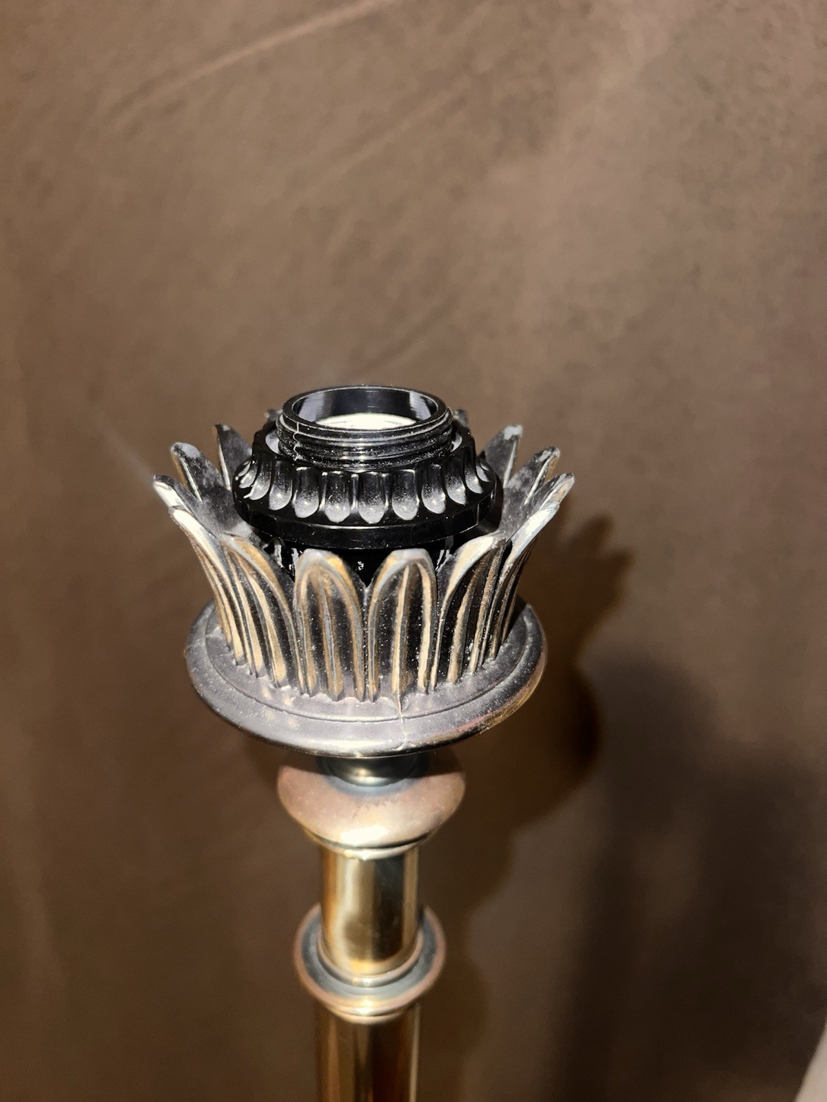 Vintage Touch Torchiere Floor Lamp With Dimmer Gold Forged Brass 80s MCM