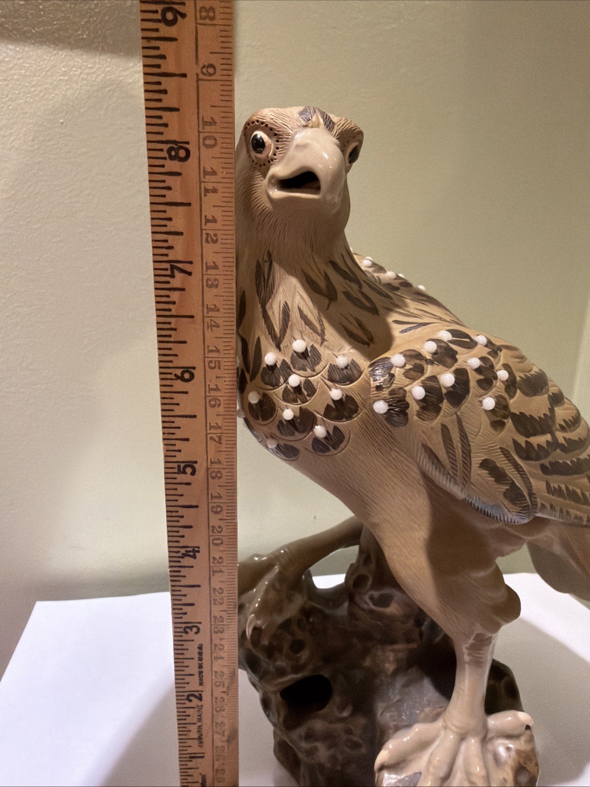 紫砂珍珠釉雕塑雄鹰 Vintage Chinese Purple Clay Zisha Sculpture Eagle Glazed Statue Figure