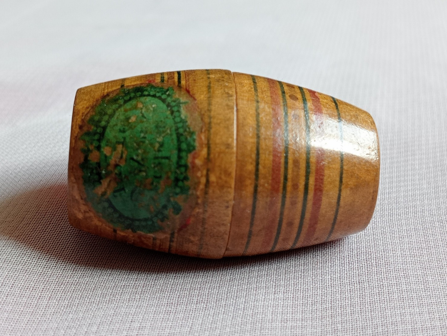 19th Century Tunbridge Ware Whitewood Trifle Thimble Case Miniature Barrel