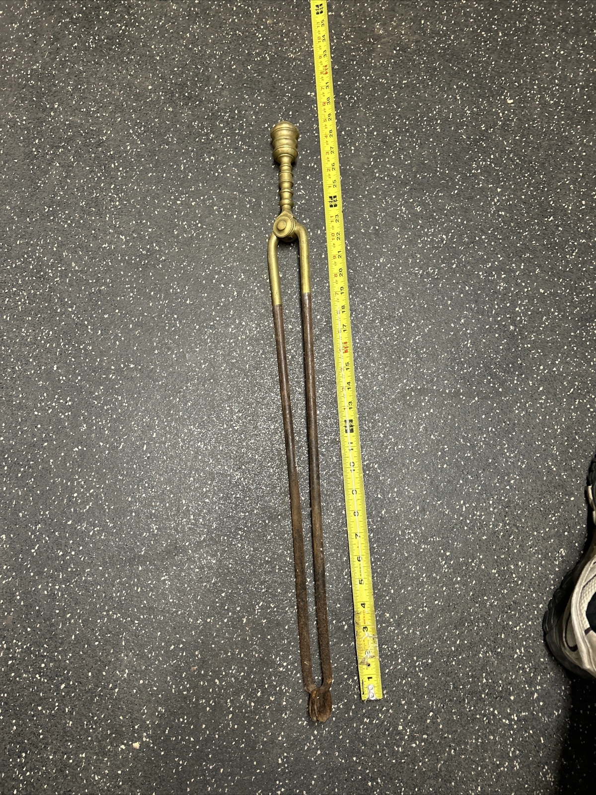 Fine Antique Philadelphia Early 1800’s Wrought Iron & brass Fireplace Tongs