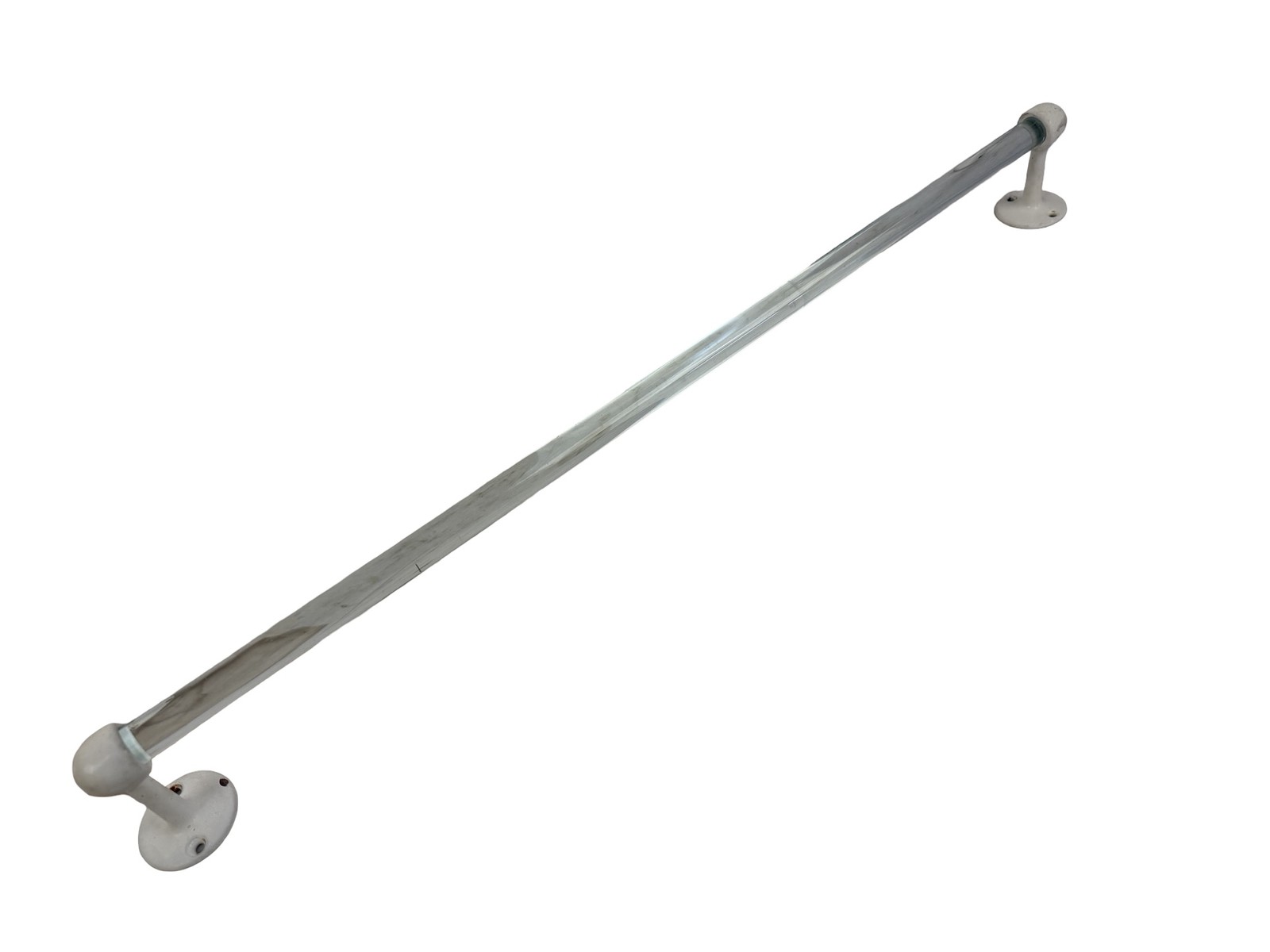 VBP1106 Antique c1910 Glass Towel Bar 26 in. Cast Iron & Porcelain Ends Restored