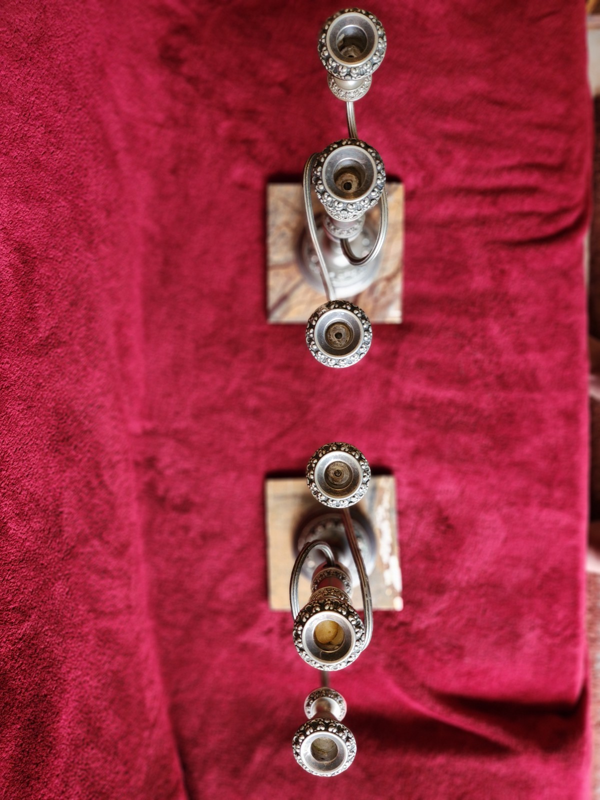 3 Branch Silver Plate Candelabras ~ Set of 2