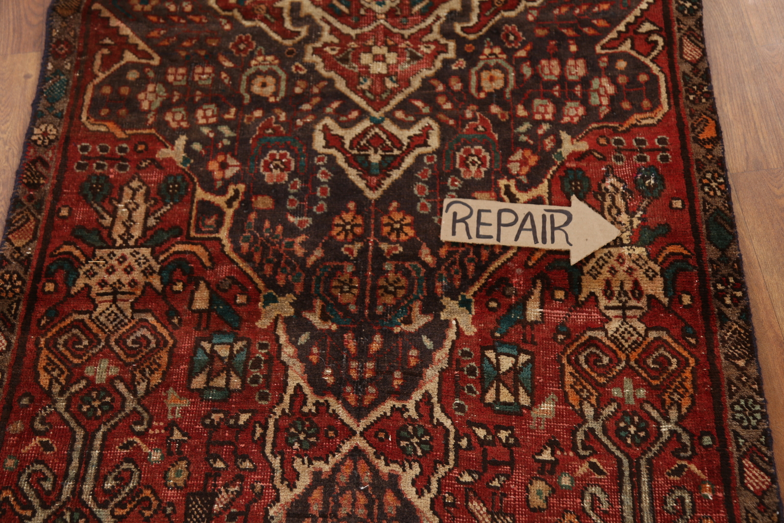Vintage Rust Wool Hand-made Traditional Tribal Geometric Runner Rug 3×11 Carpet