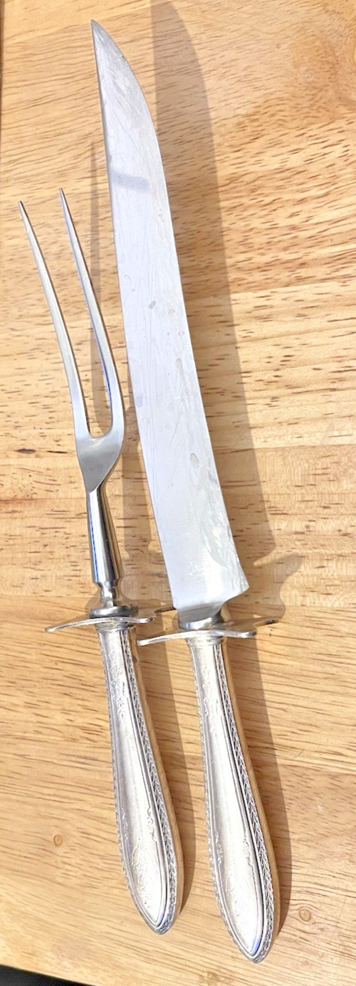 1847 Rogers Bros ARGOSY Silverplate 2 PIECE CARVING SET 1926 Polished Knife Fork