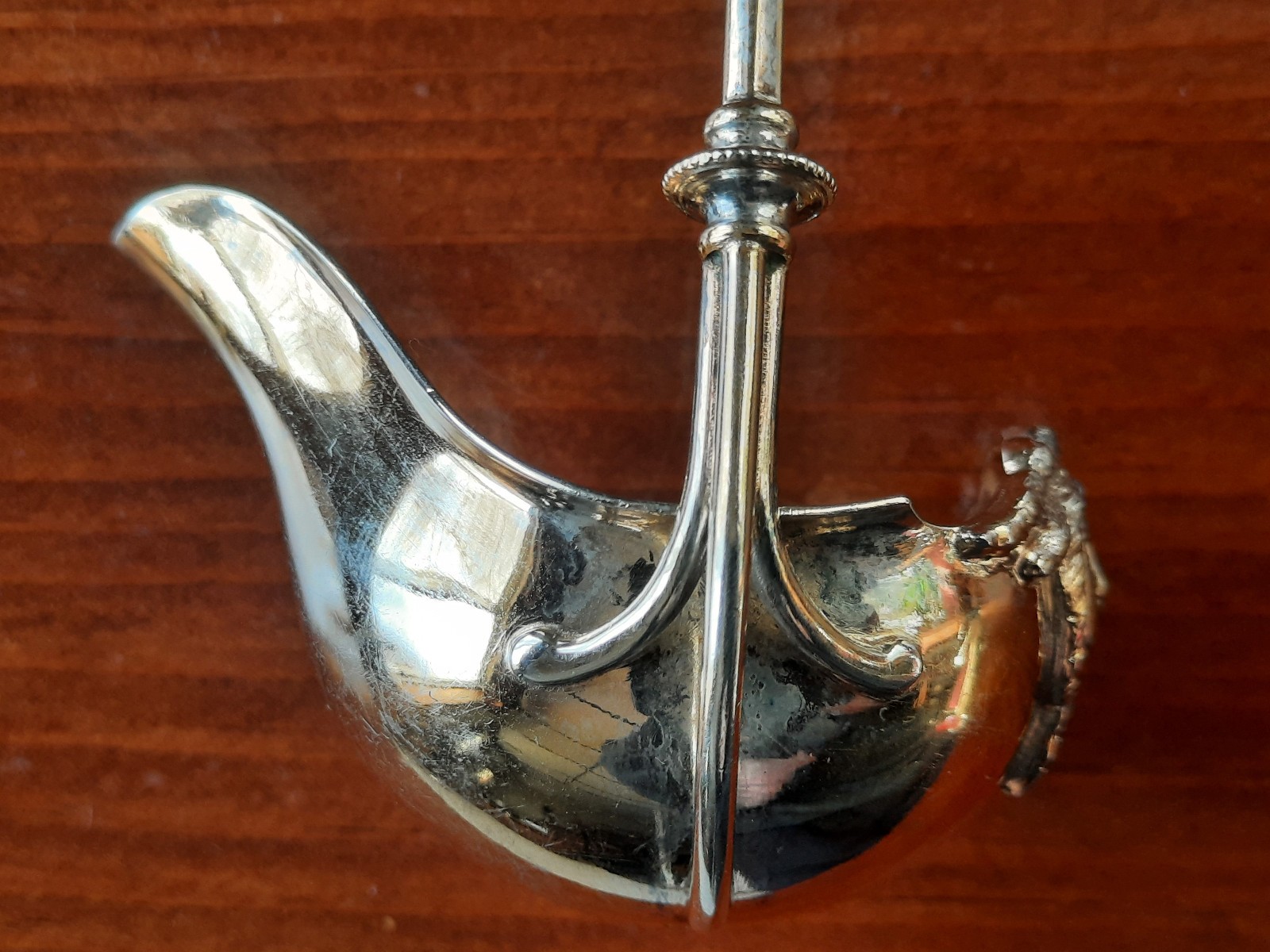 Sterling Silver George Sharp Ball End Medusa Spouted Ladle, Mono M