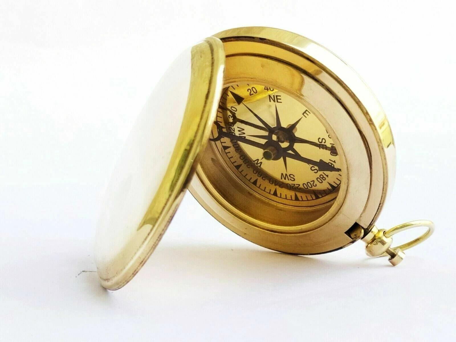 Nautical Brass Push Button Compass Maritime Vintage Pocket Nautical Décor Gift