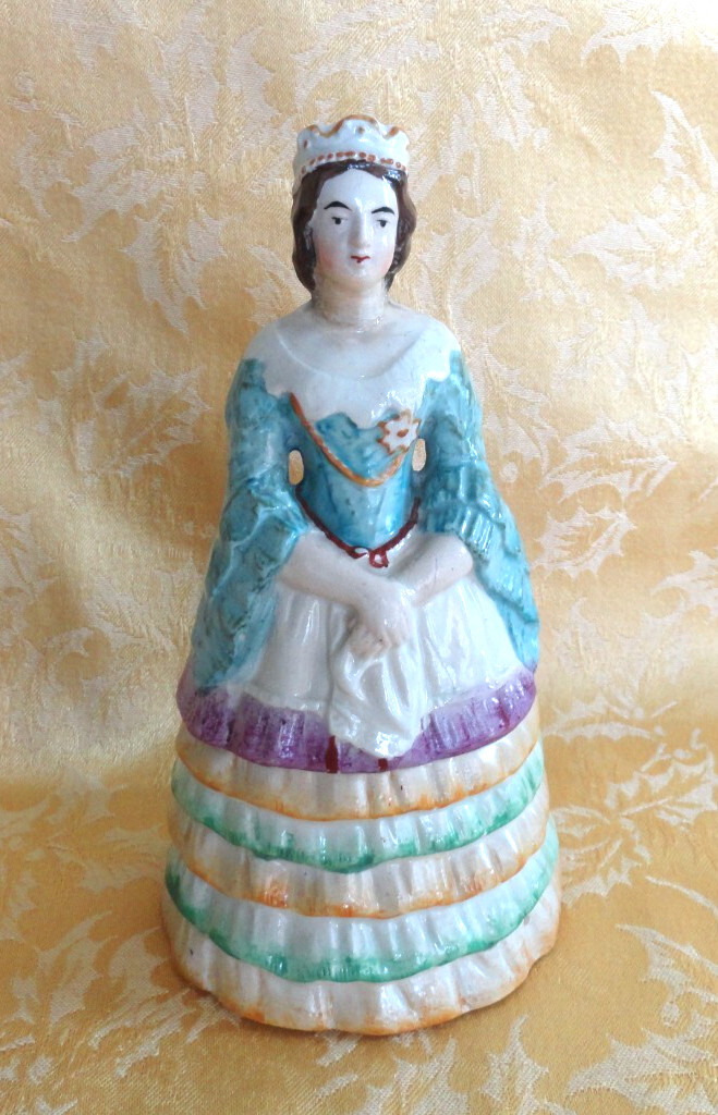 Antique Staffordshire Queen Victoria Trinket Box and Cover 19th 7″H