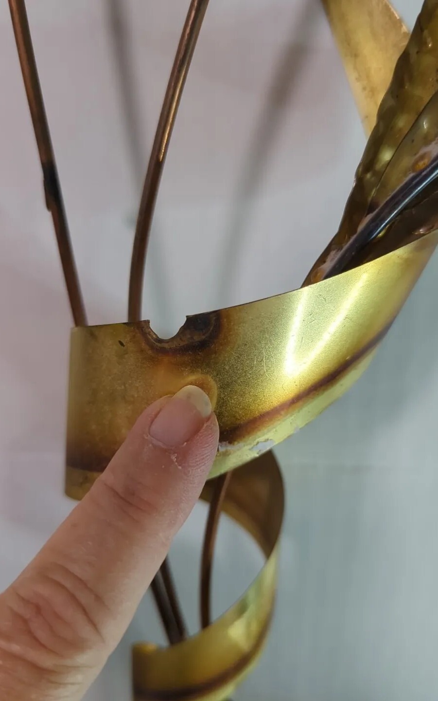 Vtg Home Interiors Gold copper Brass Whear Stem Wall Hanging Decor 32″