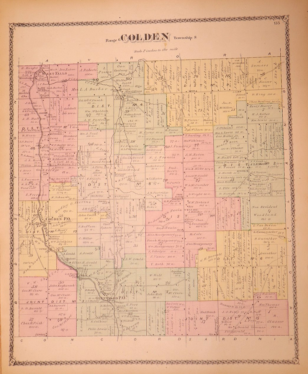 1880 Plat Map ~ Colden Twp., Erie Co., NY / Colden Center on Reverse (14×17)-#14