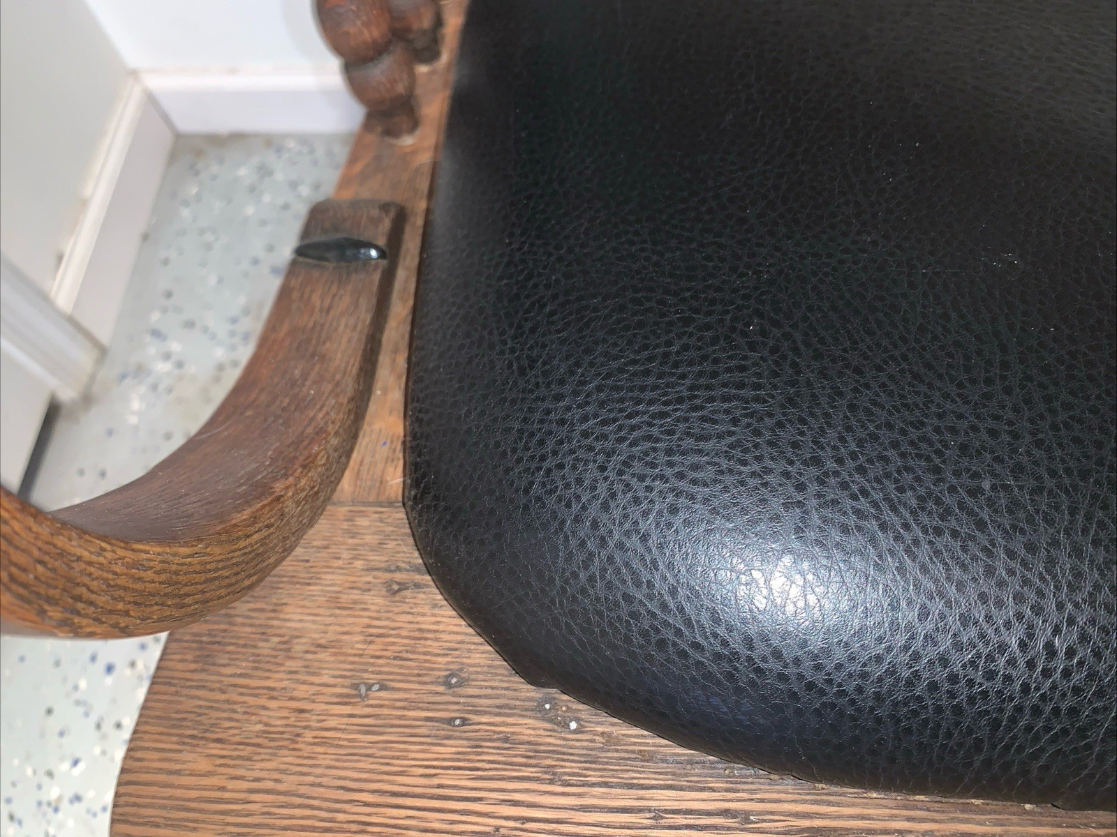 Vintage Tall Pressed Back Golden Oak Office Desk Chair Swivels