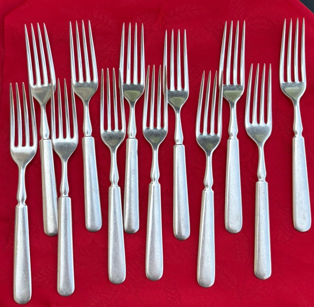 Antique Wm Rogers Mfg Co Anchor 12 Silverplate Dinner Forks 7.5″ Set Of 12